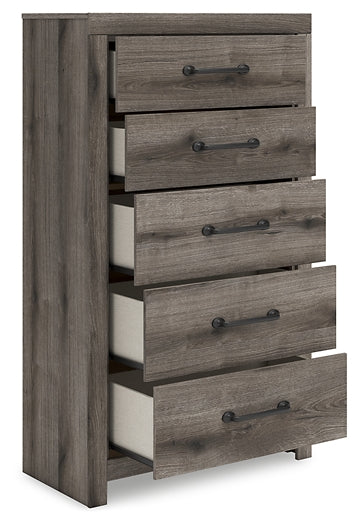 Graystorm Panel Bed With Storage With Mirrored Dresser And Chest