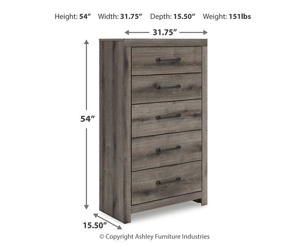 Graystorm Panel Bed With Storage With Mirrored Dresser And Chest