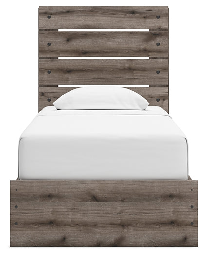 Graystorm Panel Bed With Storage With Mirrored Dresser And Nightstand