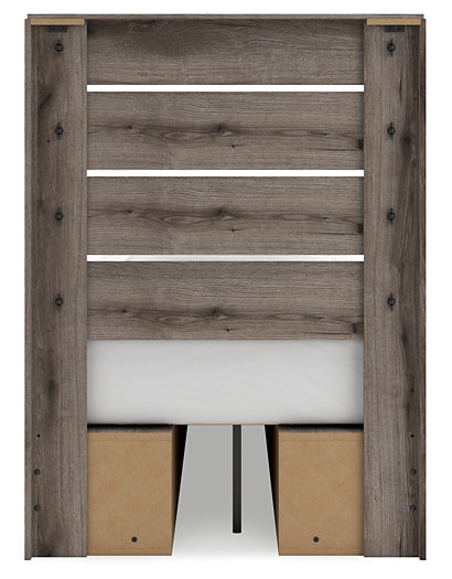 Graystorm Panel Bed With Storage With Mirrored Dresser And Nightstand