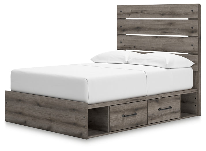 Graystorm Panel Bed With Storage With Mirrored Dresser And Nightstand