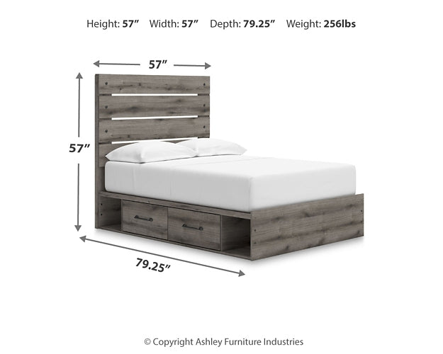 Graystorm Panel Bed With Storage With Mirrored Dresser