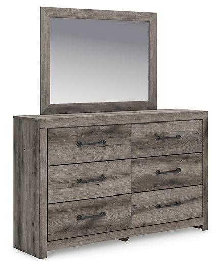 Graystorm Panel Bed With Storage With Mirrored Dresser