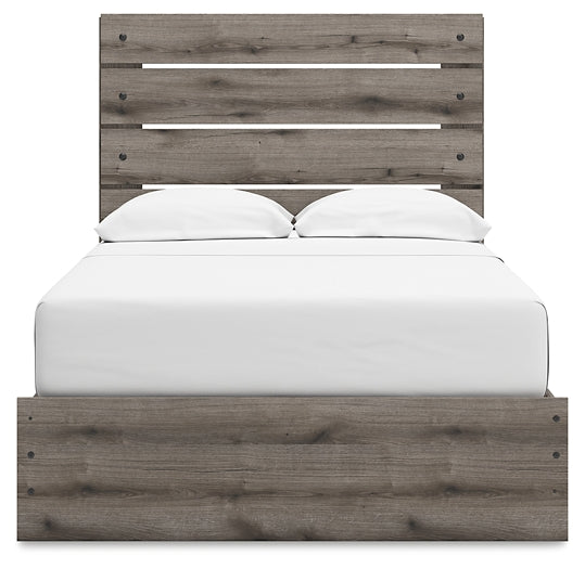 Graystorm Panel Bed With Storage With Mirrored Dresser