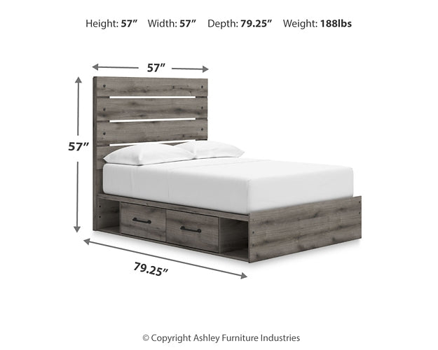 Graystorm Panel Bed With Storage With Mirrored Dresser