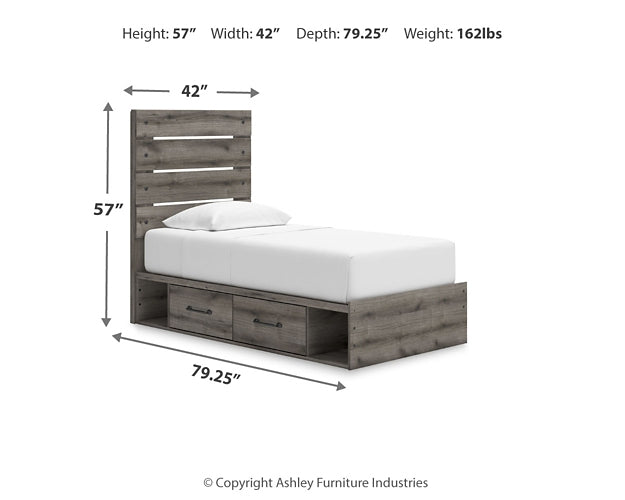 Graystorm Panel Storage Bed With Mirrored Dresser And Nightstand