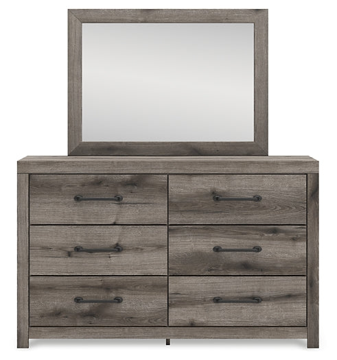 Graystorm Panel Bed With Storage With Mirrored Dresser And Nightstand