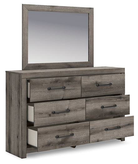 Graystorm Panel Bed With Storage With Mirrored Dresser And Nightstand