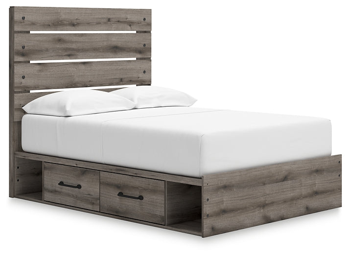 Graystorm Panel Bed With Storage With Mirrored Dresser And Nightstand