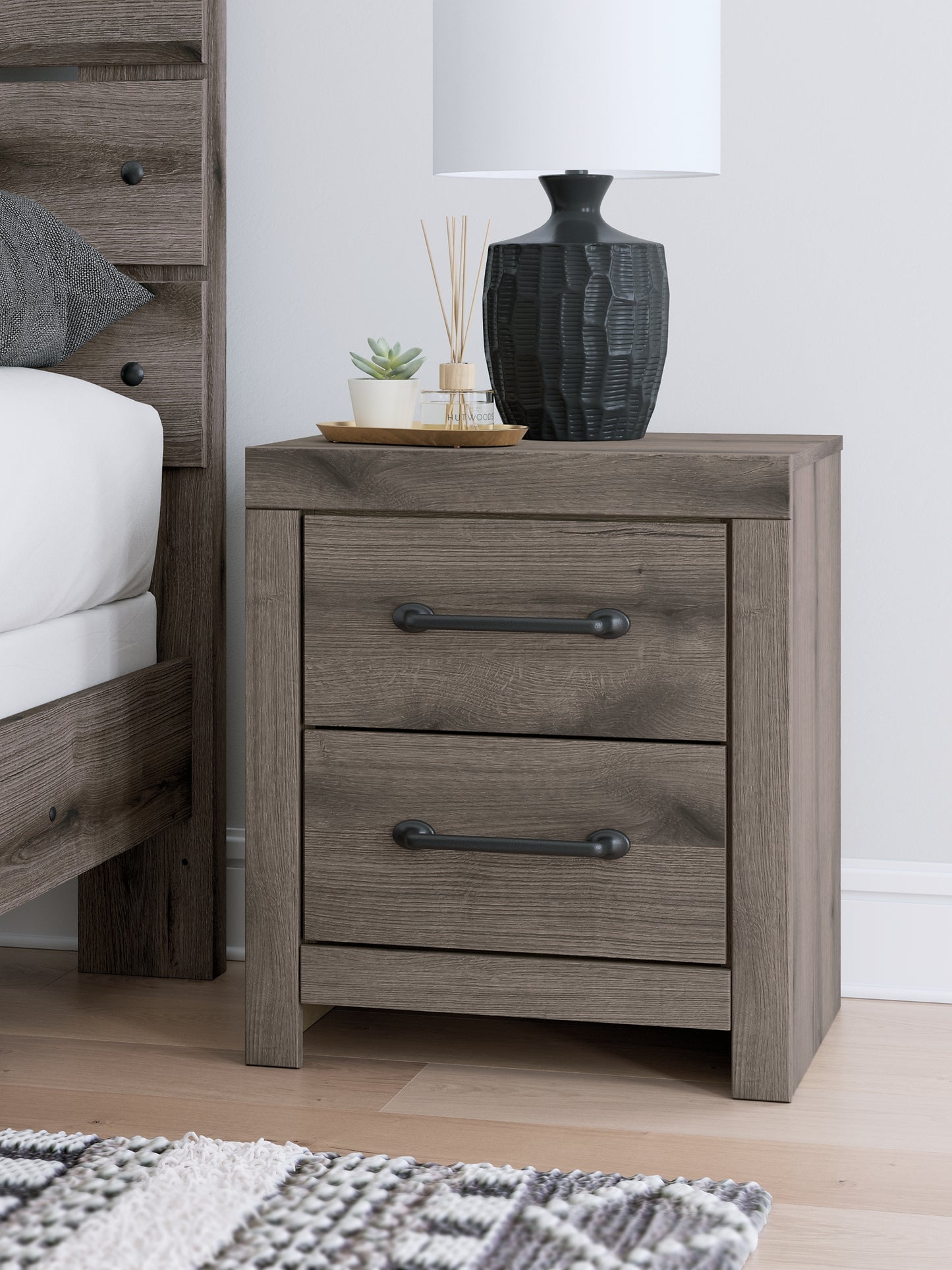 Graystorm Panel Bed With Storage With Mirrored Dresser And Nightstand