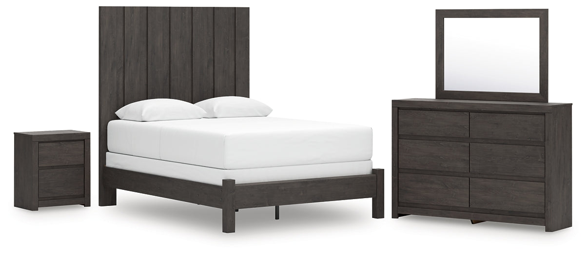 Panel Bed With Mirrored Dresser And Nightstand