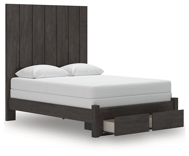 Panel Storage Bed With Mirrored Dresser