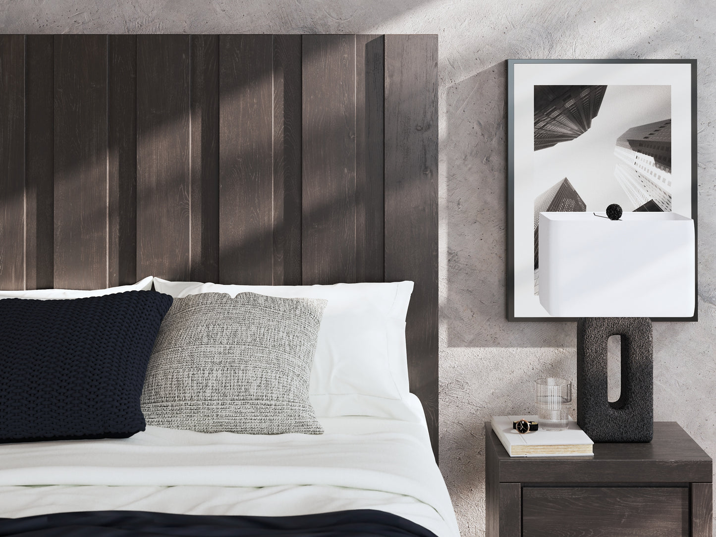 Panel Bed With Mirrored Dresser