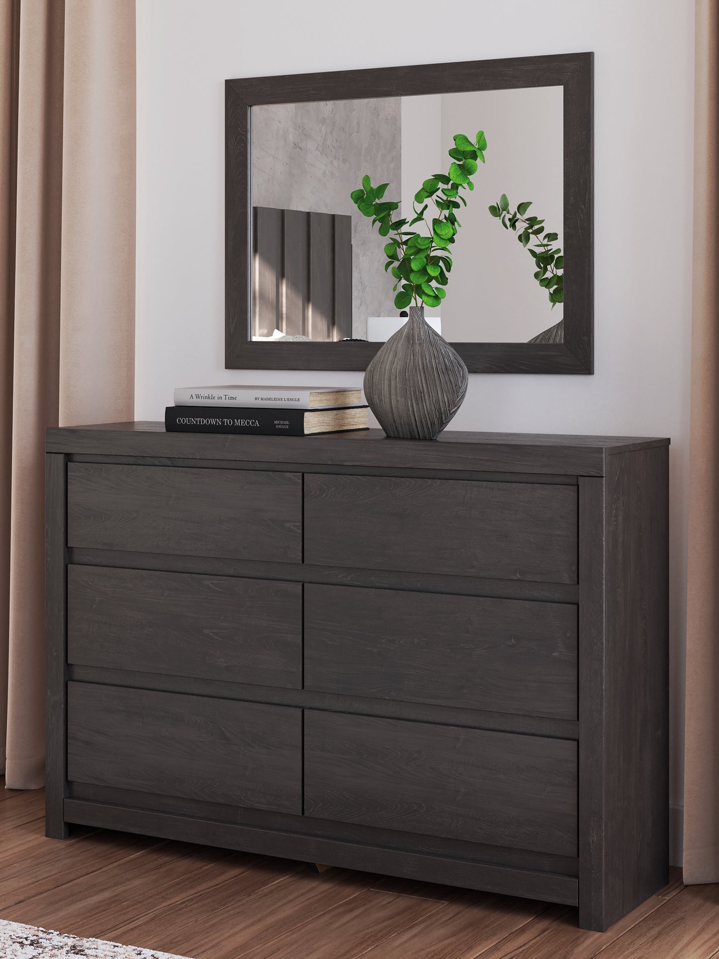 Panel Storage Bed With Mirrored Dresser