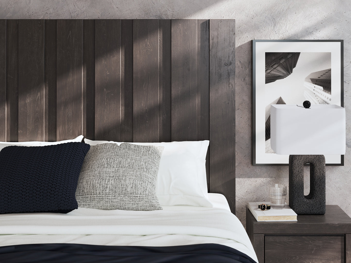Panel Bed With Mirrored Dresser And Nightstand