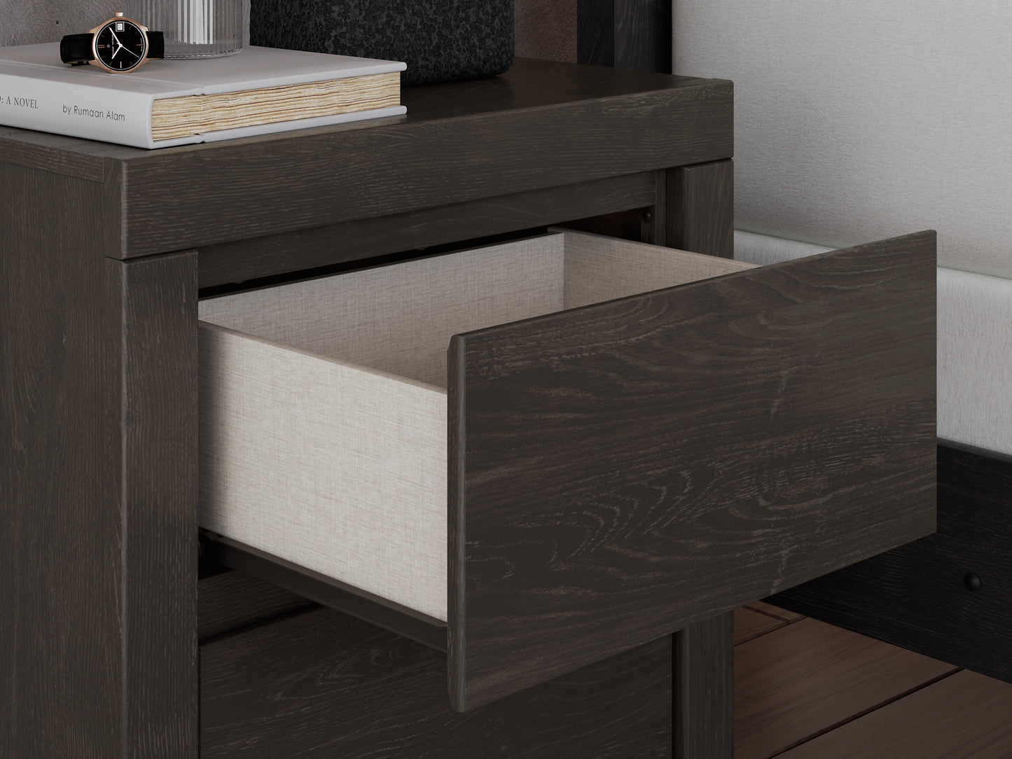 Panel Bed With Mirrored Dresser And Nightstand