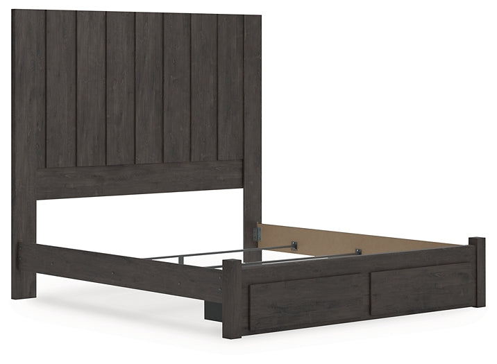 Panel Storage Bed With Mirrored Dresser And Nightstand