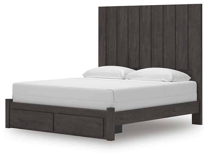 Panel Storage Bed With Mirrored Dresser And Nightstand