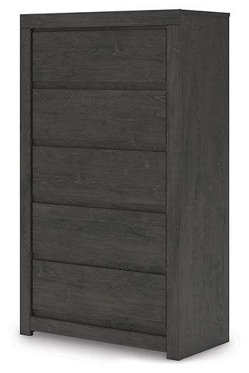 Panel Storage Bed With Mirrored Dresser And Chest
