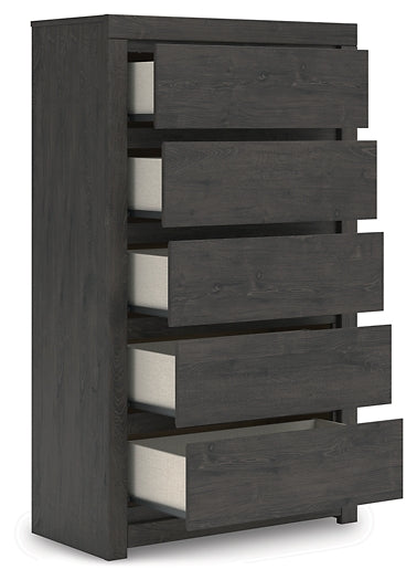Panel Storage Bed With Mirrored Dresser And Chest