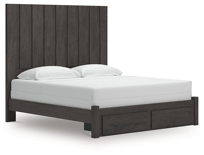 Panel Storage Bed With Mirrored Dresser And Chest