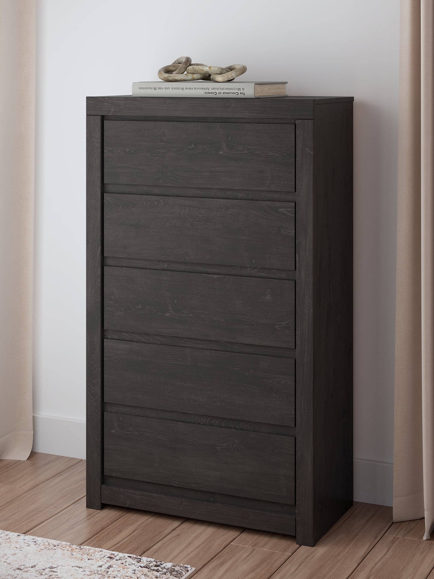 Panel Storage Bed With Mirrored Dresser And Chest