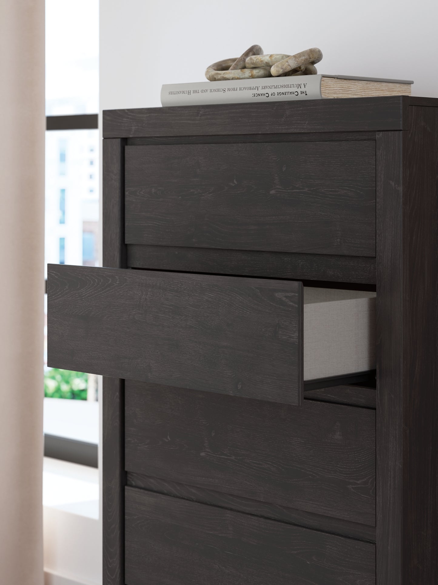 Panel Storage Bed With Mirrored Dresser And Chest