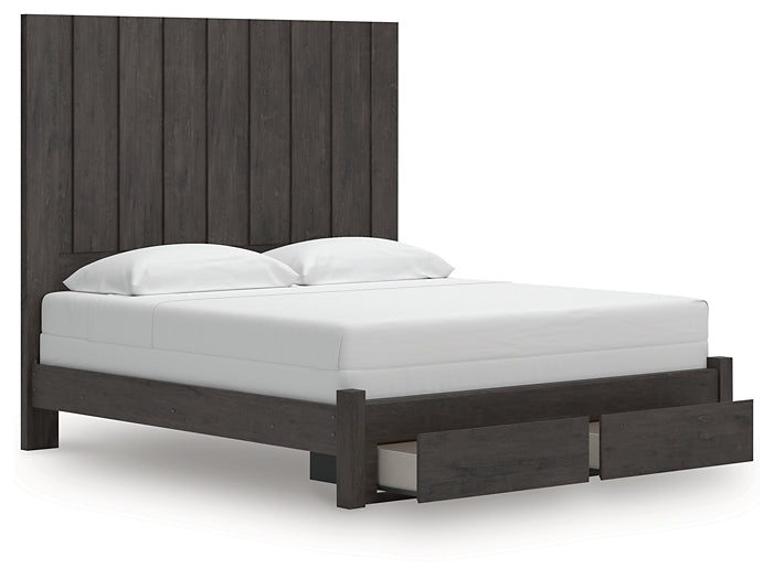 Panel Storage Bed With Mirrored Dresser And Chest