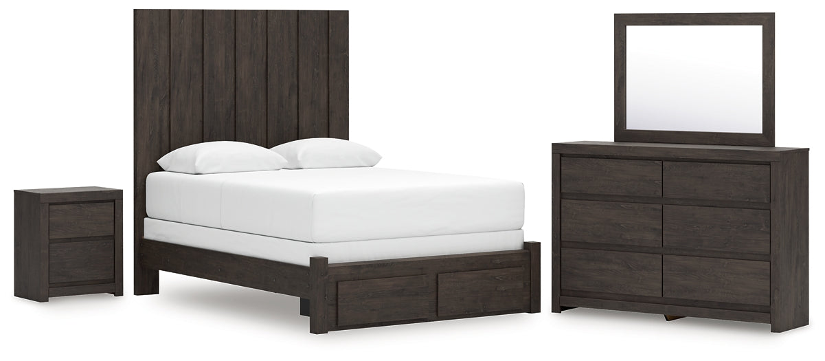 Panel Storage Bed With Mirrored Dresser And Nightstand