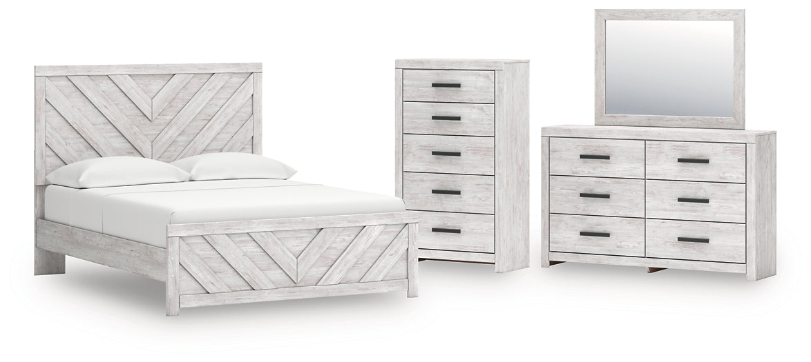 Cayboni Panel Bed With Mirrored Dresser And Chest