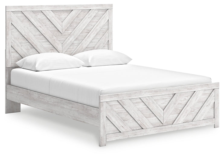 Cayboni Panel Bed With Mirrored Dresser And Chest