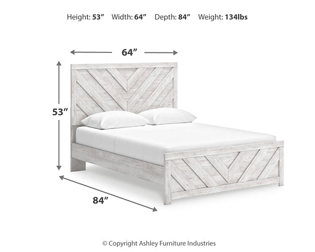 Cayboni Panel Bed With Mirrored Dresser And Chest