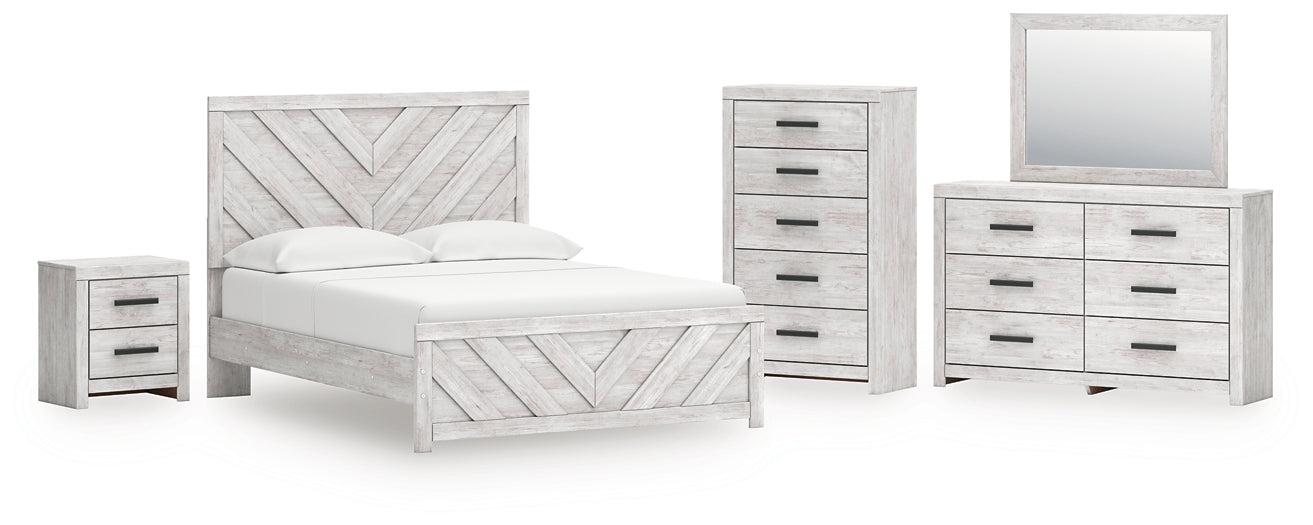 Cayboni Panel Bed With Mirrored Dresser, Chest And Nightstand