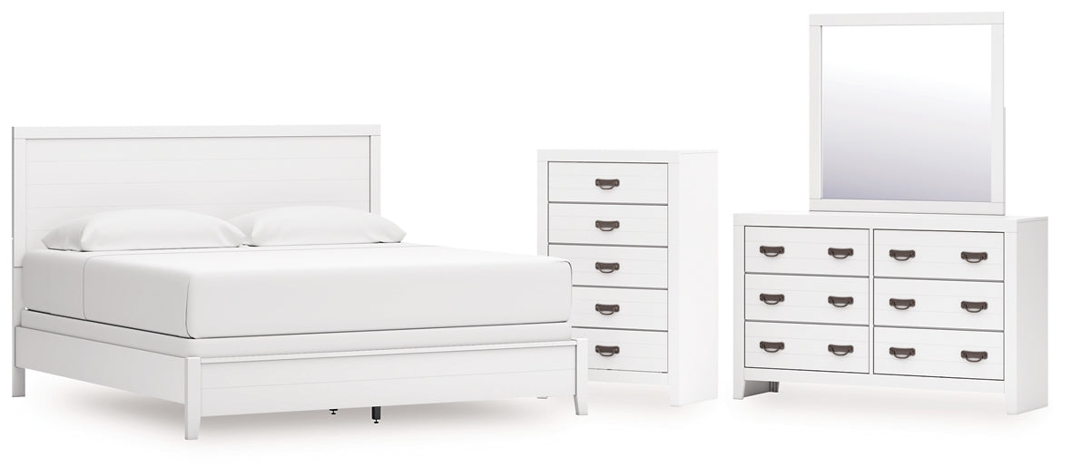 Binterglen Panel Bed With Mirrored Dresser And Chest