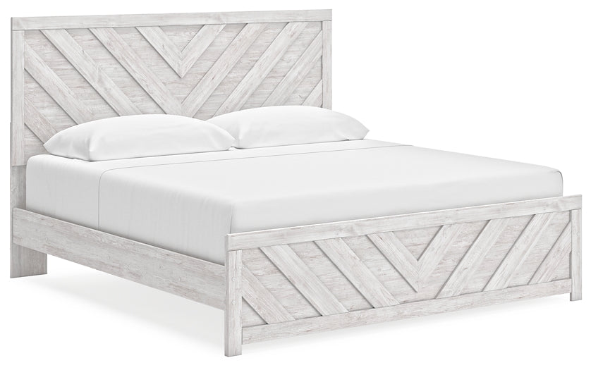 Cayboni Panel Bed With Mirrored Dresser And Chest