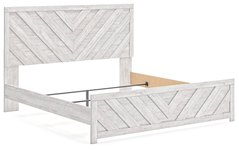Cayboni Panel Bed With Mirrored Dresser And Chest