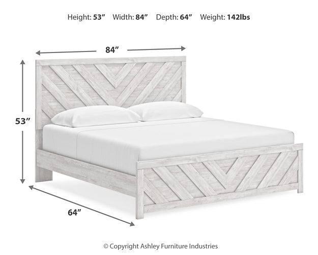 Cayboni Panel Bed With Mirrored Dresser And Chest