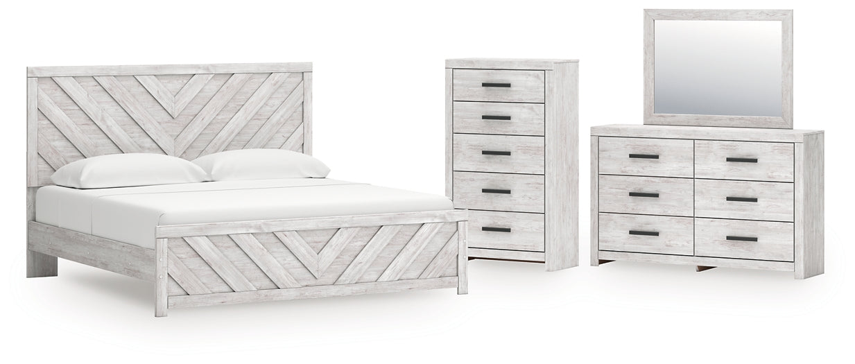 Cayboni Panel Bed With Mirrored Dresser And Chest