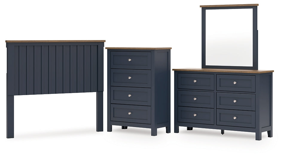 Landocken Panel Headboard With Mirrored Dresser And Chest