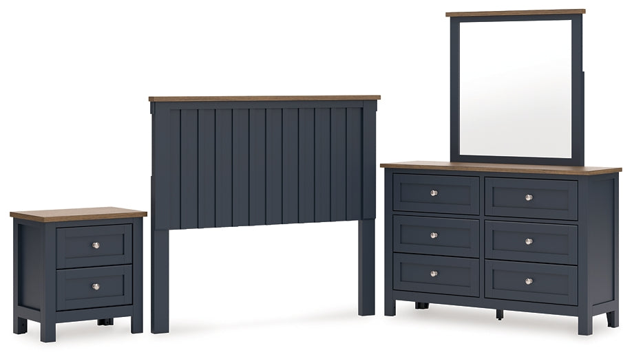 Landocken Panel Headboard With Mirrored Dresser And Nightstand