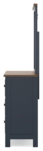 Landocken Panel Headboard With Mirrored Dresser