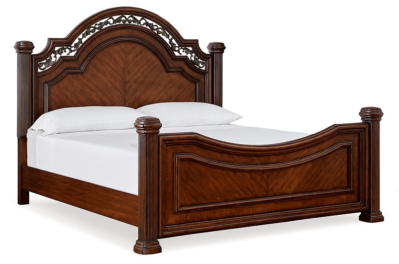 Lavinton California Poster Bed With Mirrored Dresser, Chest And Nightstand