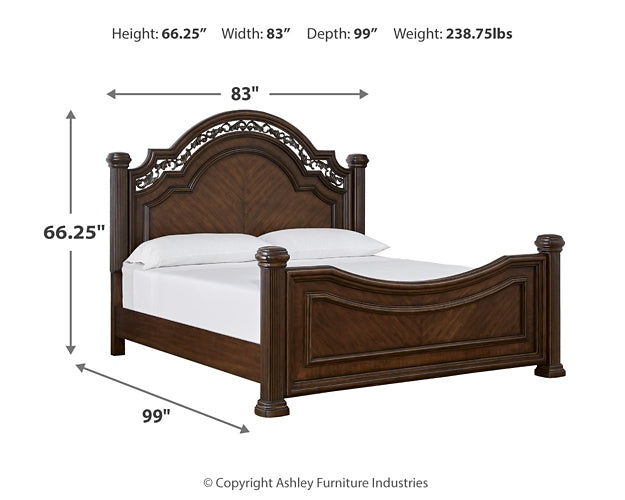 Lavinton California Poster Bed With Mirrored Dresser And Chest