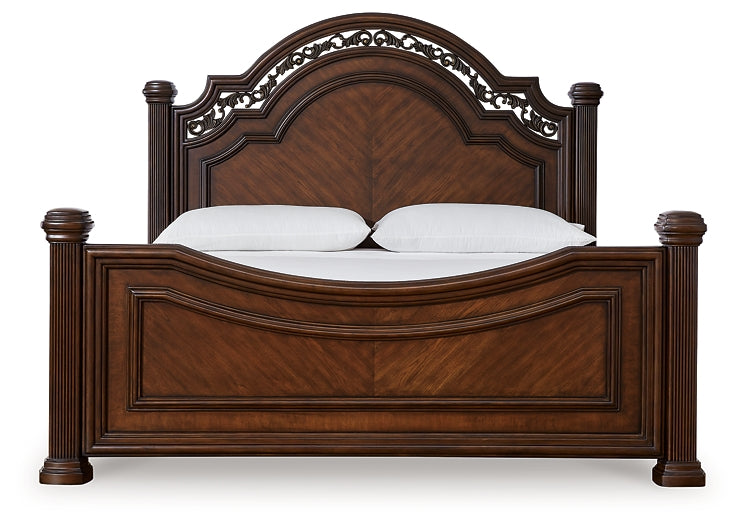 Lavinton Poster Bed With Mirrored Dresser And Chest