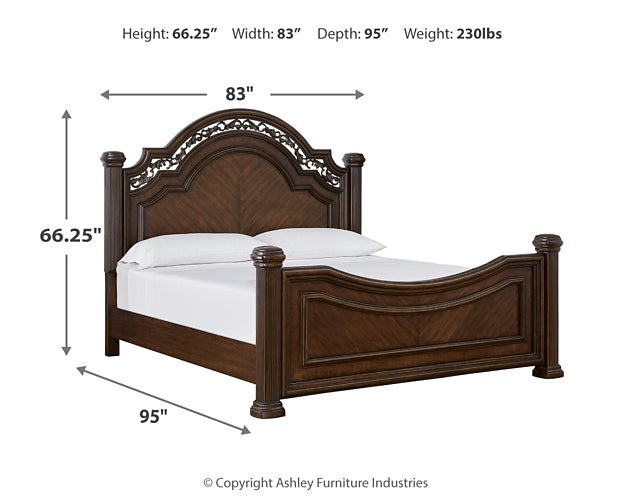 Lavinton Poster Bed With Mirrored Dresser And Chest