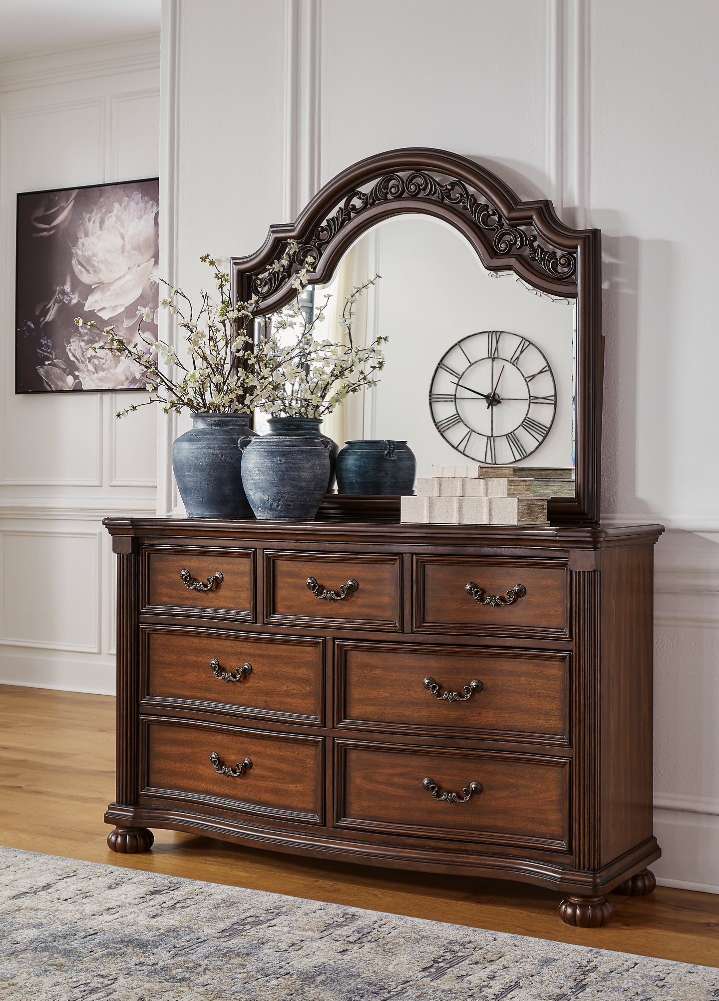Lavinton Poster Bed With Mirrored Dresser And Chest