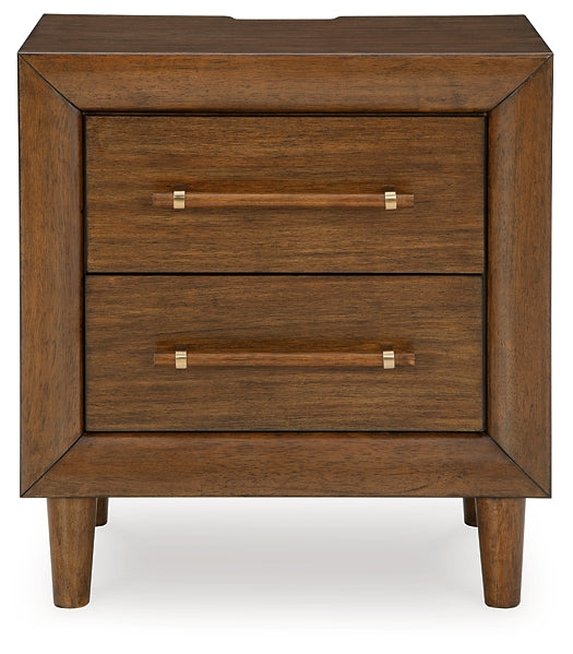 Lyncott Upholstered Bed With Mirrored Dresser, Chest And Nightstand