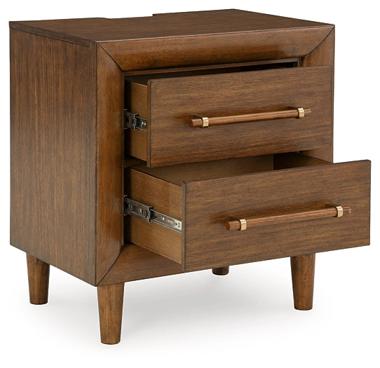 Lyncott Upholstered Bed With Mirrored Dresser, Chest And Nightstand
