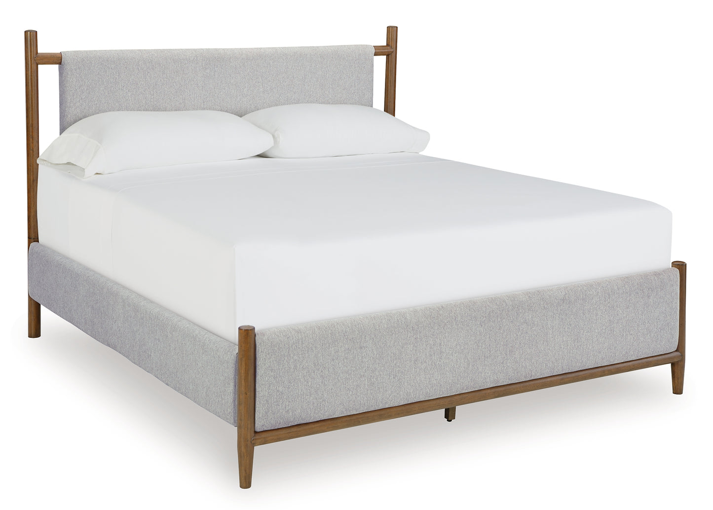 Lyncott California Upholstered Bed With Mirrored Dresser, Chest And Nightstand