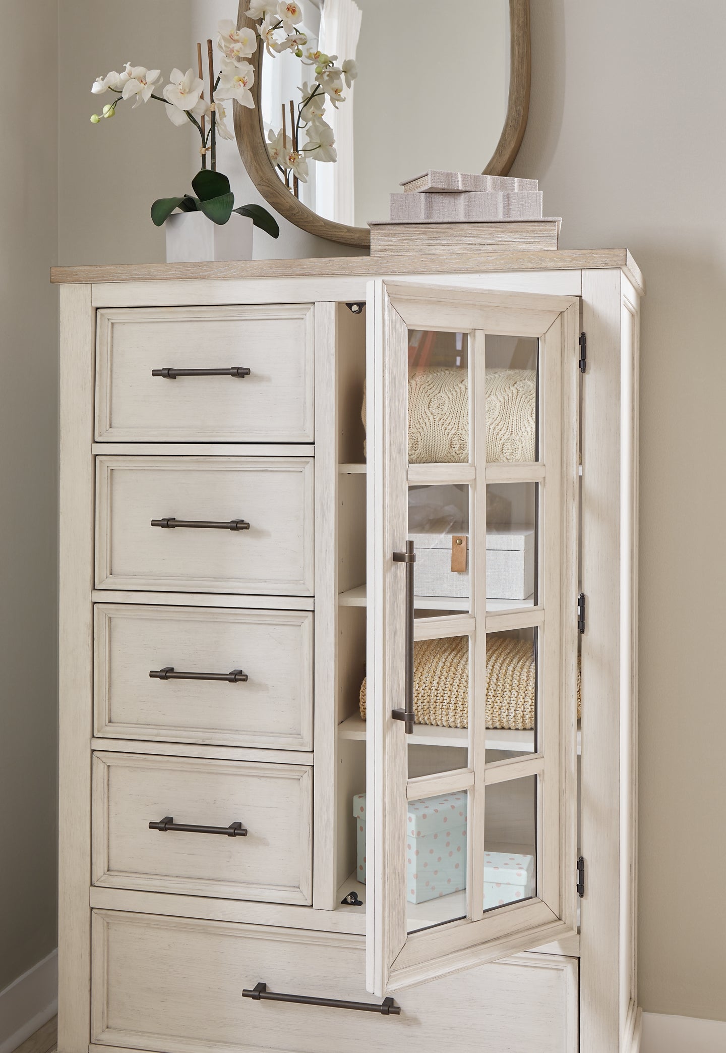 Shaybrock Panel Bed With Mirrored Dresser And Chest